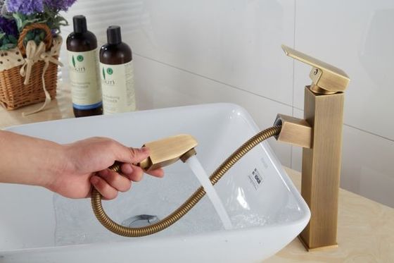 Hotel  Brushed Pull Out ODM Vintage Style Bathroom Faucets