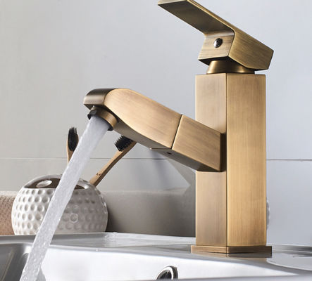 Hotel  Brushed Pull Out ODM Vintage Style Bathroom Faucets